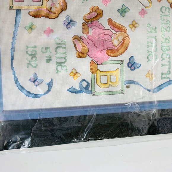 Janlynn Baby Counted Cross Stitch Kit Sleepy Bunnies Birth Announcement Gift - Picture 7 of 9